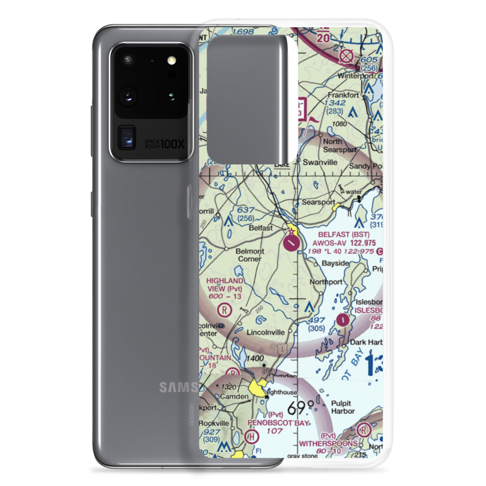 Belfast Municipal Airport (BST) VFR Sectional Samsung Case Samsung Galaxy S20 Ultra model shown