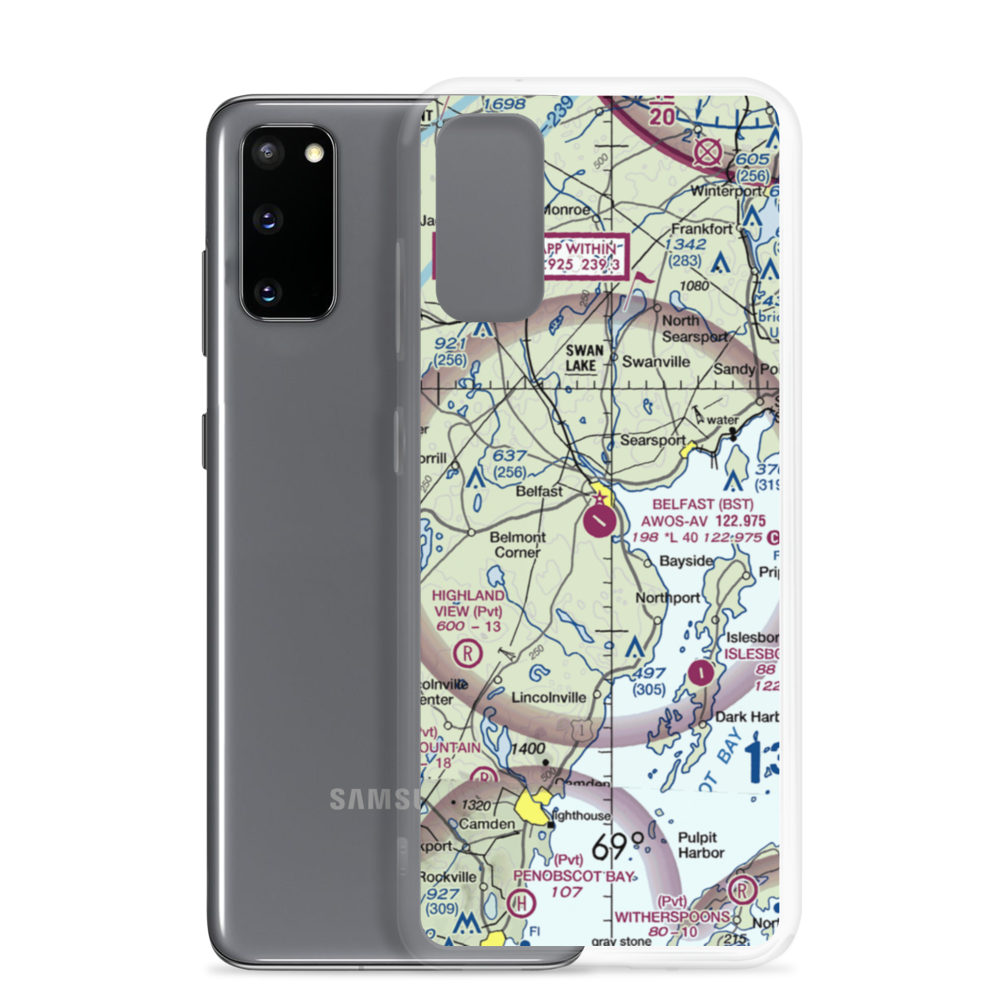 Belfast Municipal Airport (BST) VFR Sectional Samsung Case Samsung Galaxy S20 model shown