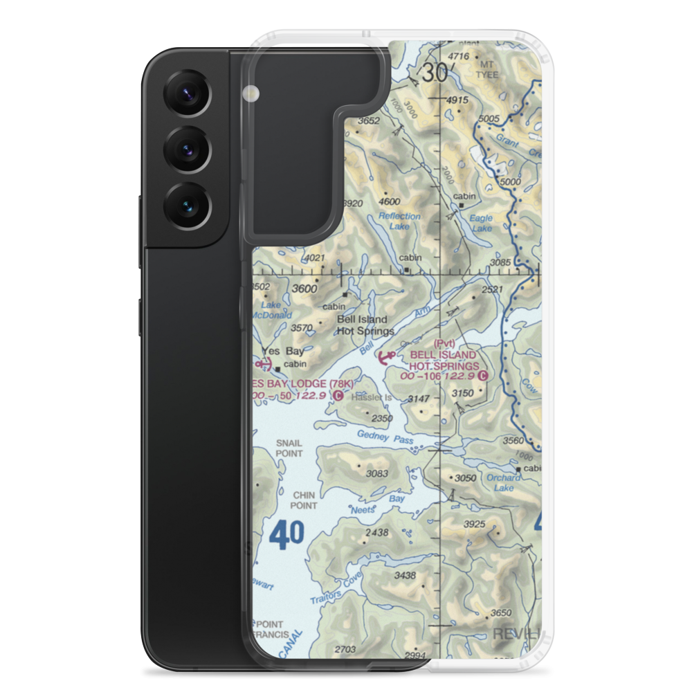 Bell Island Hot Springs Seaplane Base (KBE) VFR Sectional Samsung Case Samsung Galaxy S22 Plus model shown