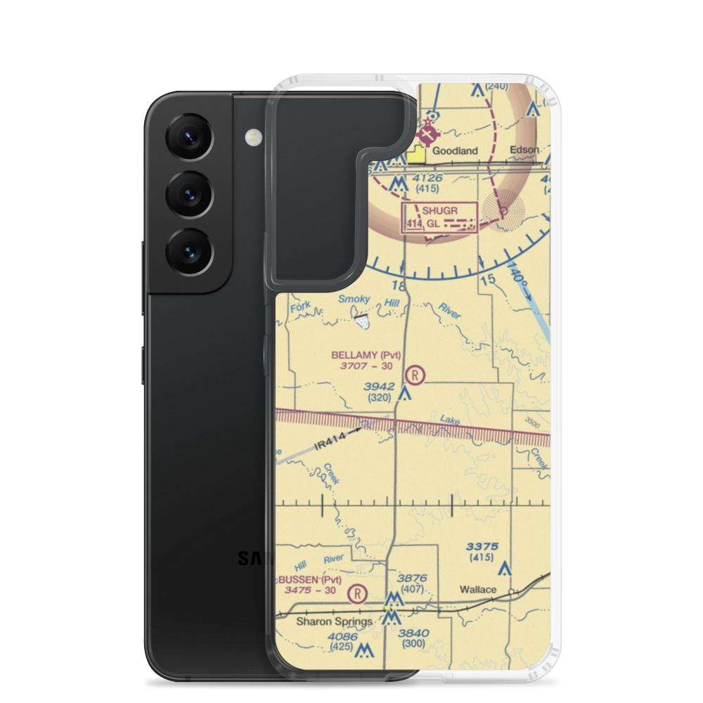 Bellamy Farm Airport (27KS) VFR Sectional Samsung Case Samsung Galaxy S22 model shown
