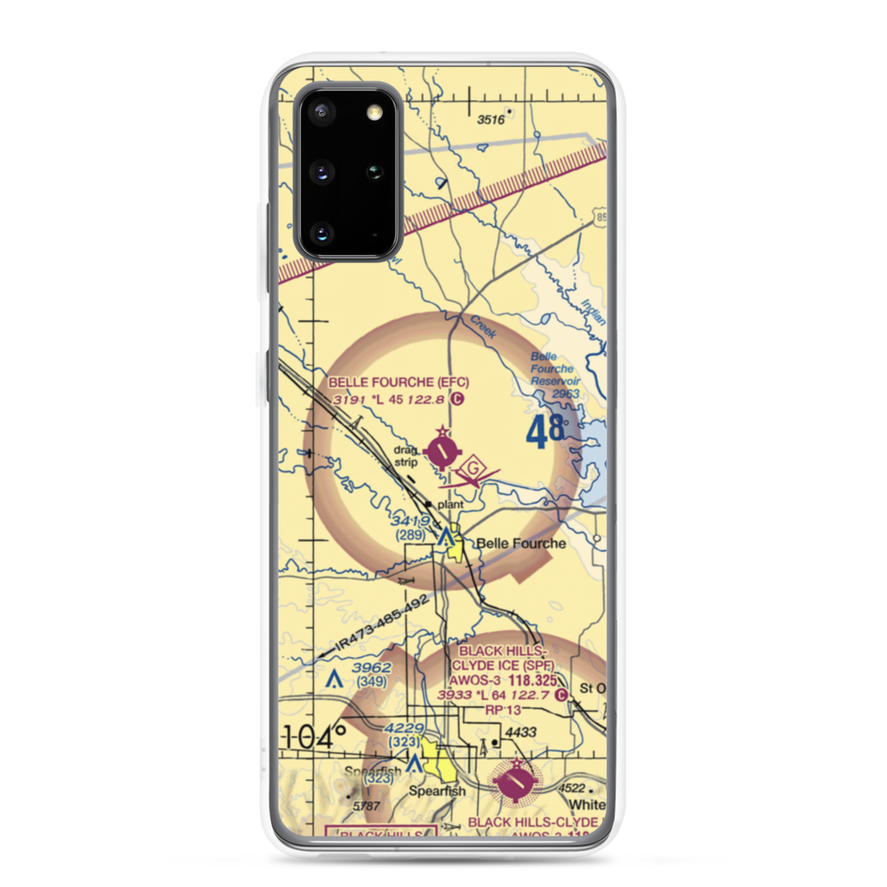 Belle Fourche Municipal Airport (EFC) VFR Sectional Samsung Case Samsung Galaxy S20 Plus model shown