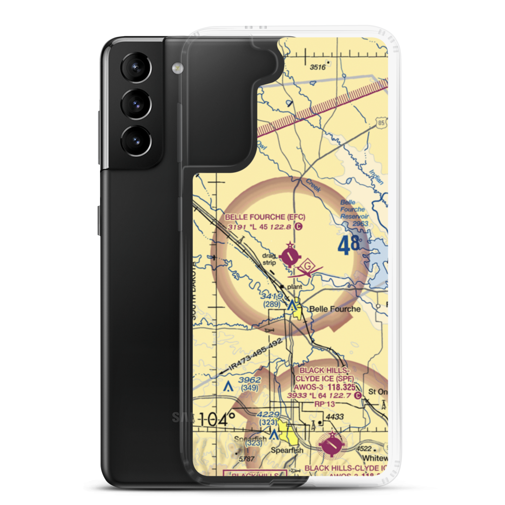 Belle Fourche Municipal Airport (EFC) VFR Sectional Samsung Case Samsung Galaxy S21 Plus model shown