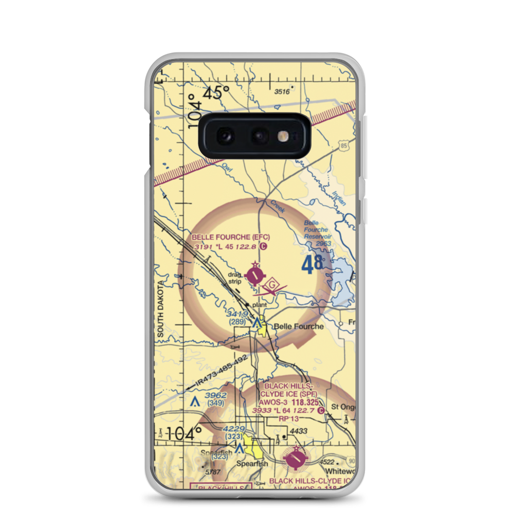 Belle Fourche Municipal Airport (EFC) VFR Sectional Samsung Case Samsung Galaxy S10e model shown