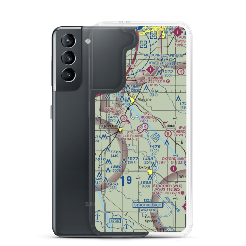 Belle Plaine Farms Airport (SN10) VFR Sectional Samsung Case Samsung Galaxy S21 model shown