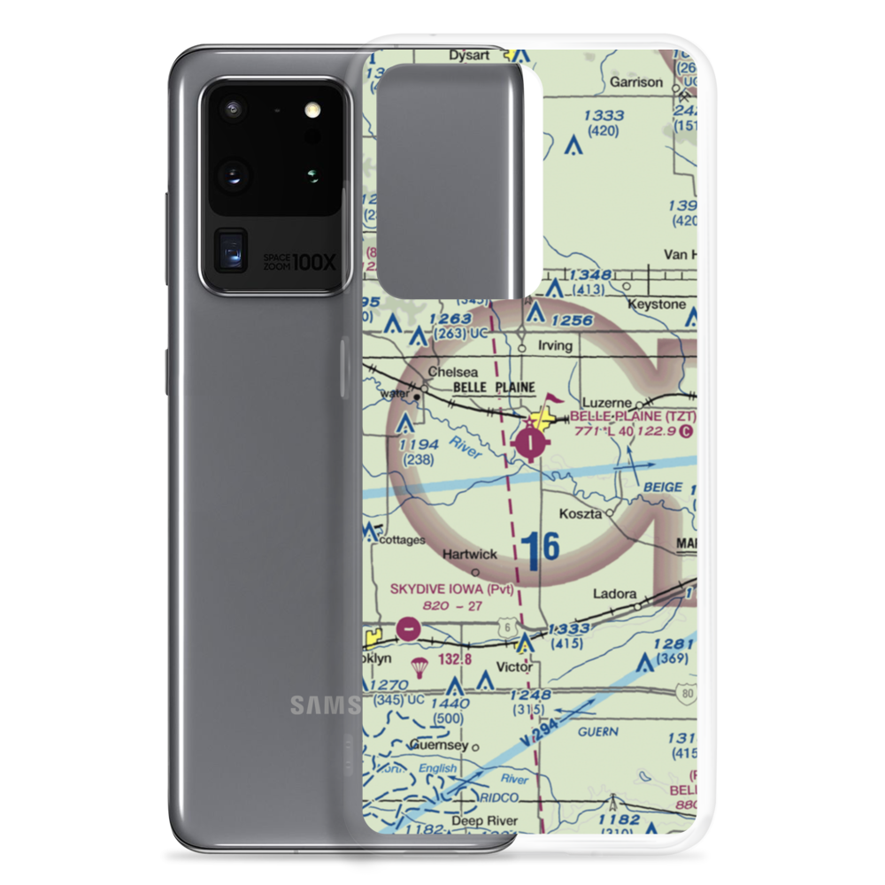 Belle Plaine Municipal Airport (TZT) VFR Sectional Samsung Case Samsung Galaxy S20 Ultra model shown