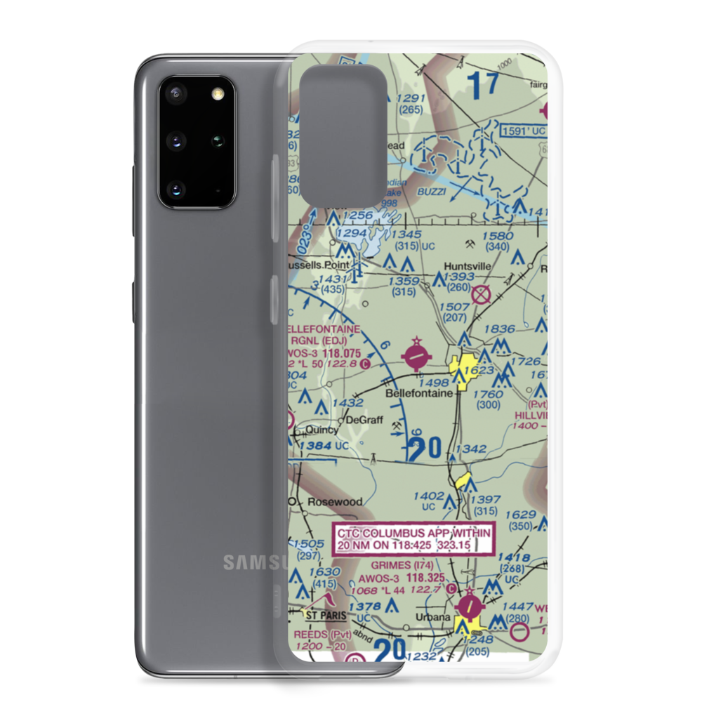 Bellefontaine Regional Airport (EDJ) VFR Sectional Samsung Case Samsung Galaxy S20 Plus model shown