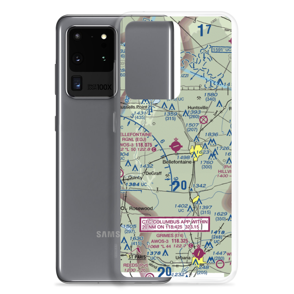Bellefontaine Regional Airport (EDJ) VFR Sectional Samsung Case Samsung Galaxy S20 Ultra model shown