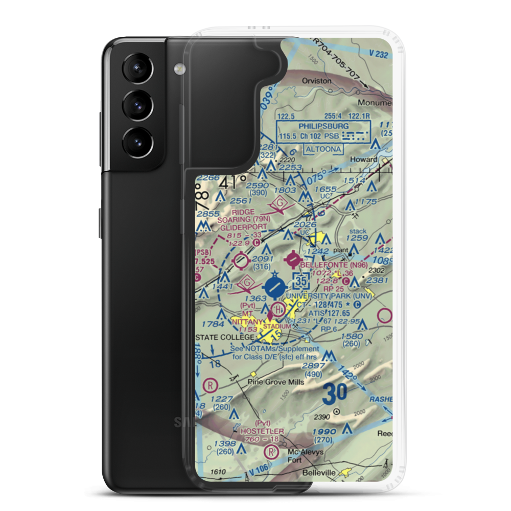 Bellefonte Airport (N96) VFR Sectional Samsung Case Samsung Galaxy S21 Plus model shown