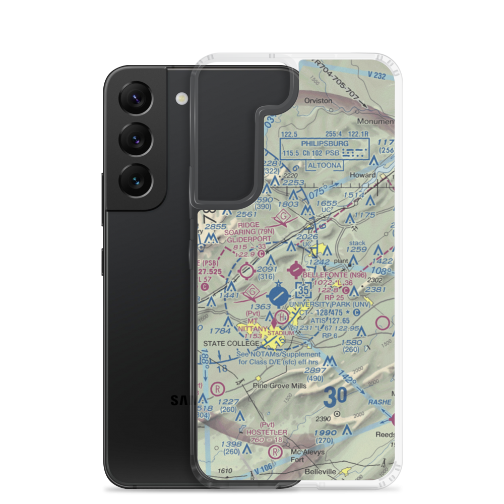 Bellefonte Airport (N96) VFR Sectional Samsung Case Samsung Galaxy S22 model shown