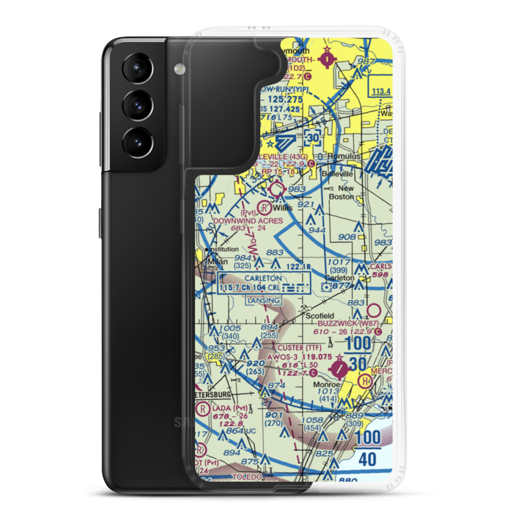 Belleville (Johnston) Airport (71MI) VFR Sectional Samsung Case Samsung Galaxy S21 Plus model shown