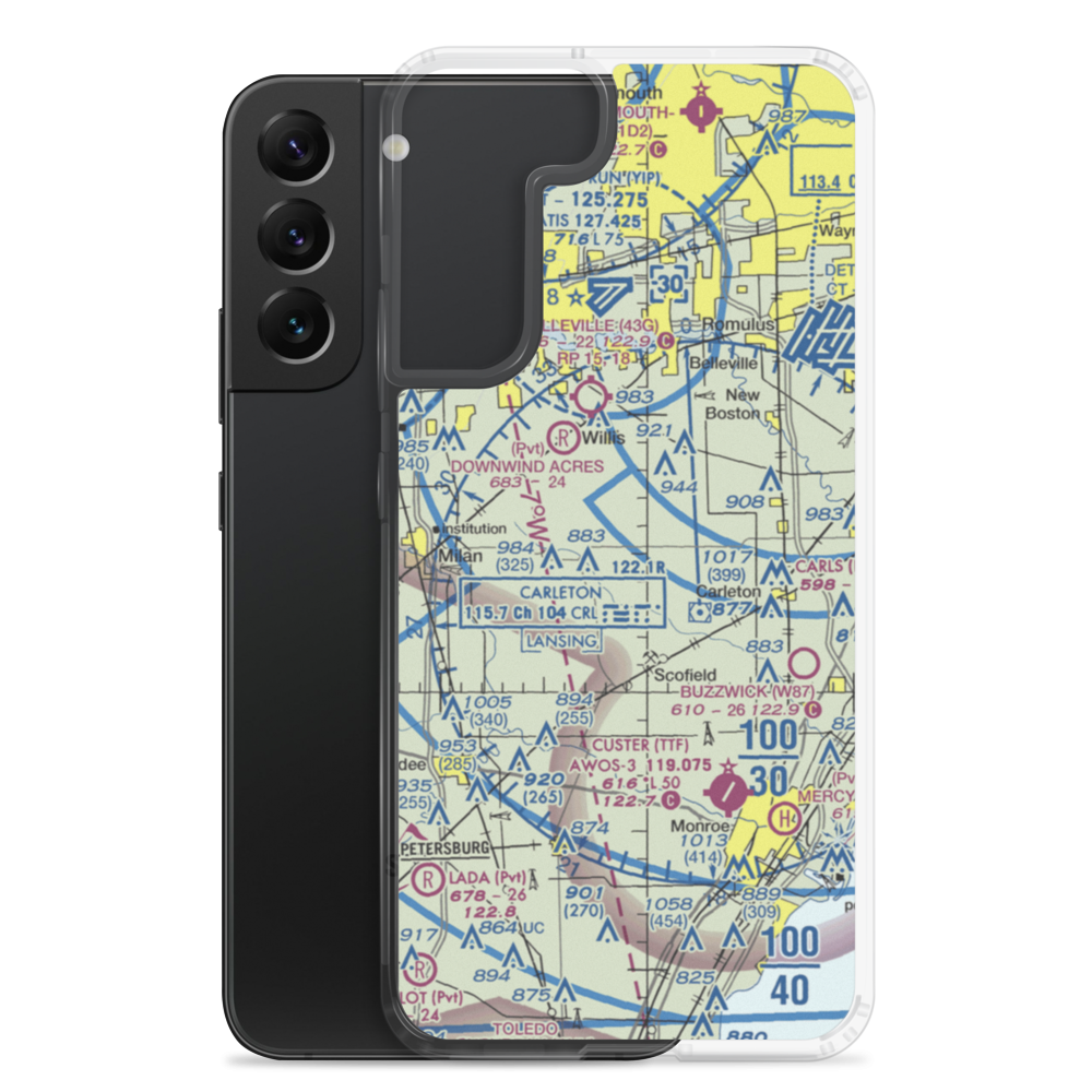 Belleville (Johnston) Airport (71MI) VFR Sectional Samsung Case Samsung Galaxy S22 Plus model shown