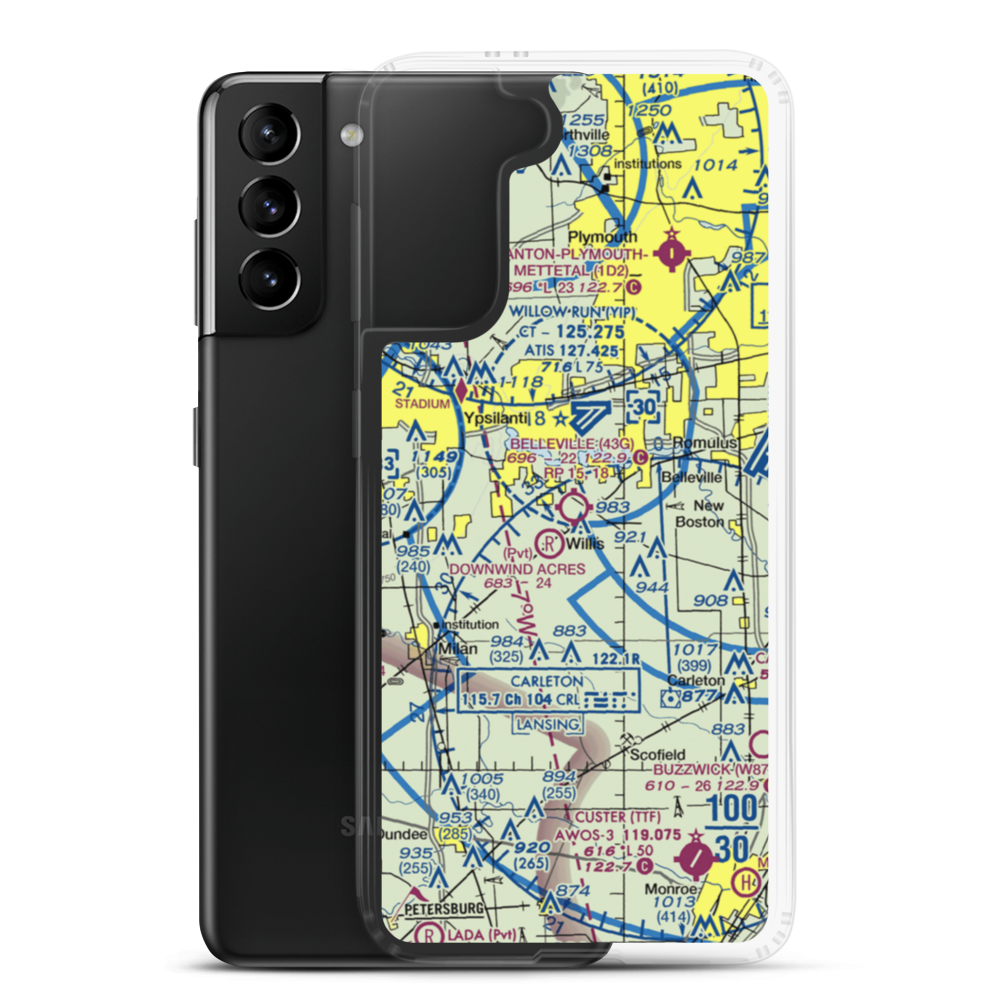 Belleville Airport (43G) VFR Sectional Samsung Case Samsung Galaxy S21 Plus model shown