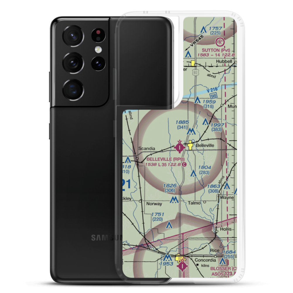 Belleville Municipal Airport (RPB) VFR Sectional Samsung Case Samsung Galaxy S21 Ultra model shown