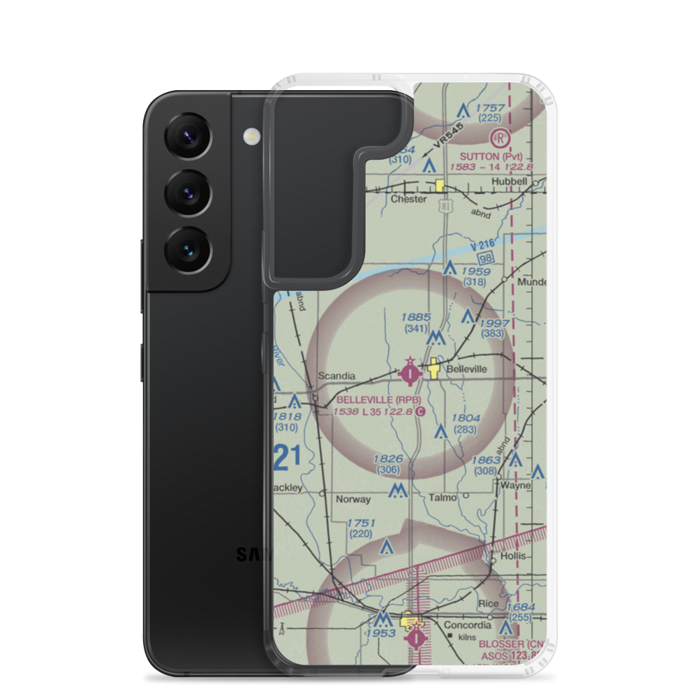 Belleville Municipal Airport (RPB) VFR Sectional Samsung Case Samsung Galaxy S22 model shown