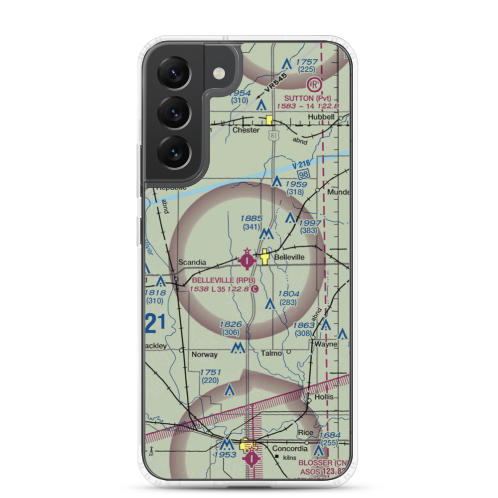 Belleville Municipal Airport (RPB) VFR Sectional Samsung Case Samsung Galaxy S22 Plus model shown