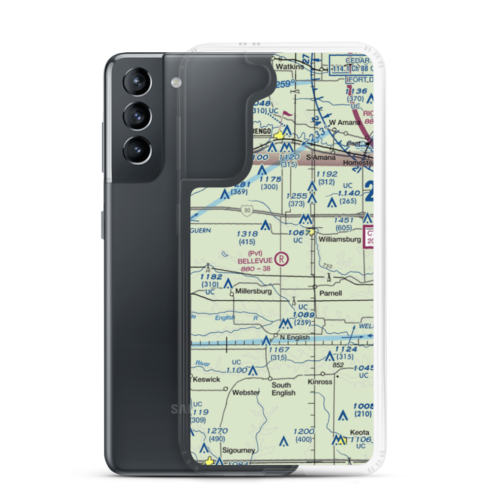 Bellevue Farms Airport (59IA) VFR Sectional Samsung Case Samsung Galaxy S21 model shown