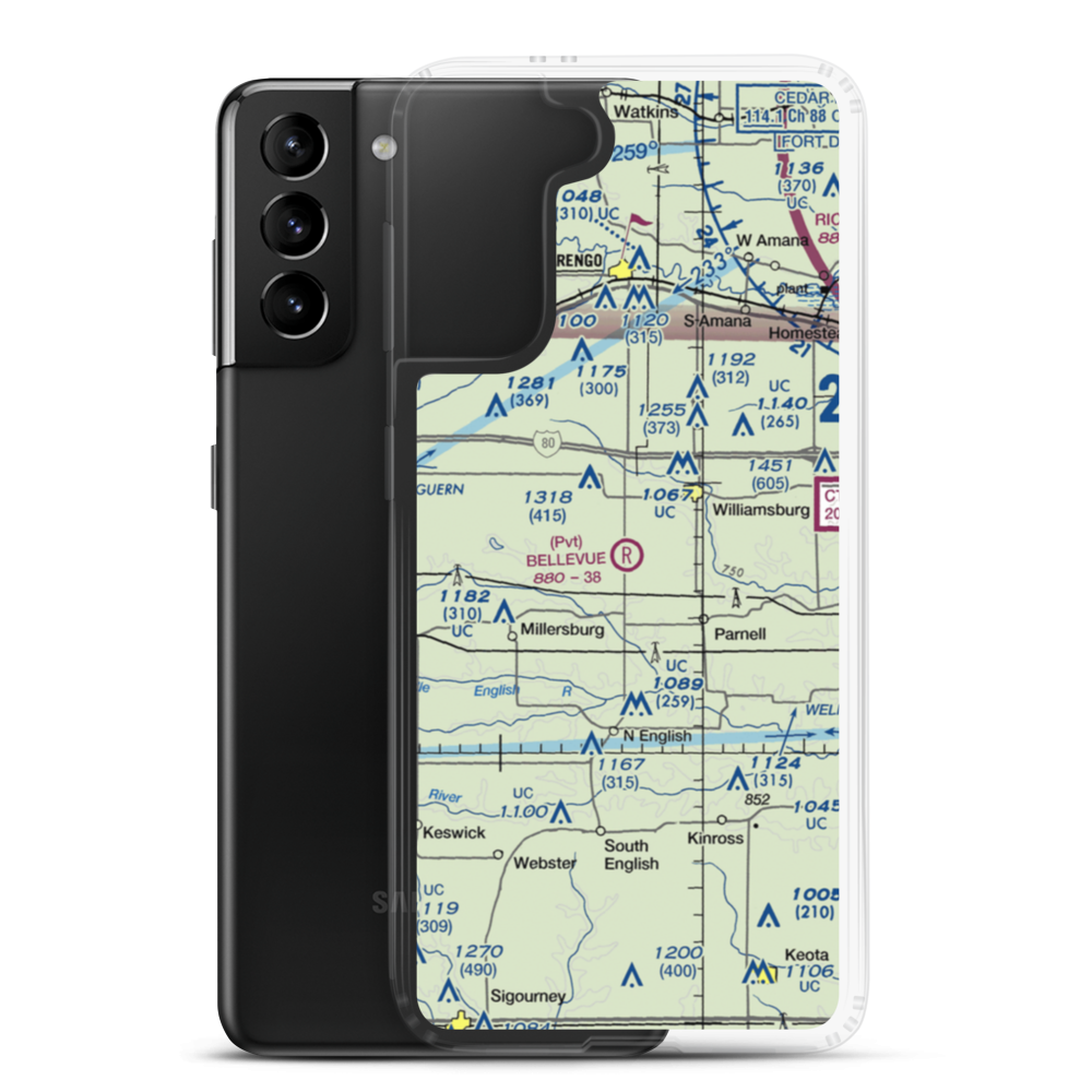 Bellevue Farms Airport (59IA) VFR Sectional Samsung Case Samsung Galaxy S21 Plus model shown