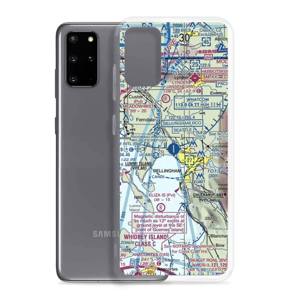 Bellingham International Airport (BLI) VFR Sectional Samsung Case Samsung Galaxy S20 Plus model shown