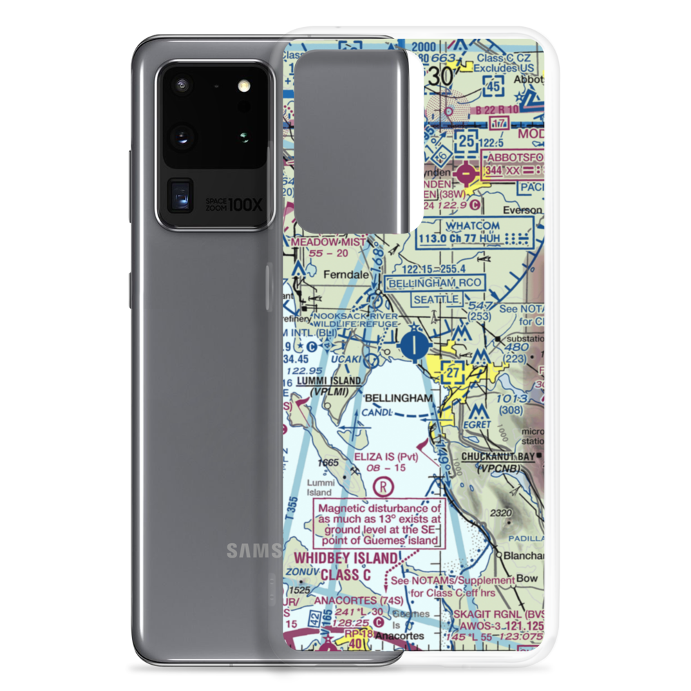 Bellingham International Airport (BLI) VFR Sectional Samsung Case Samsung Galaxy S20 Ultra model shown