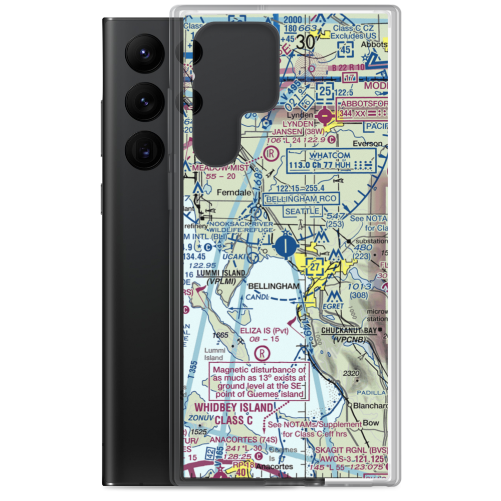 Bellingham International Airport (BLI) VFR Sectional Samsung Case Samsung Galaxy S22 Ultra model shown