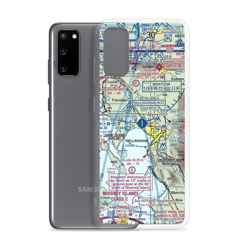 Bellingham International Airport (BLI) VFR Sectional Samsung Case Samsung Galaxy S20 model shown