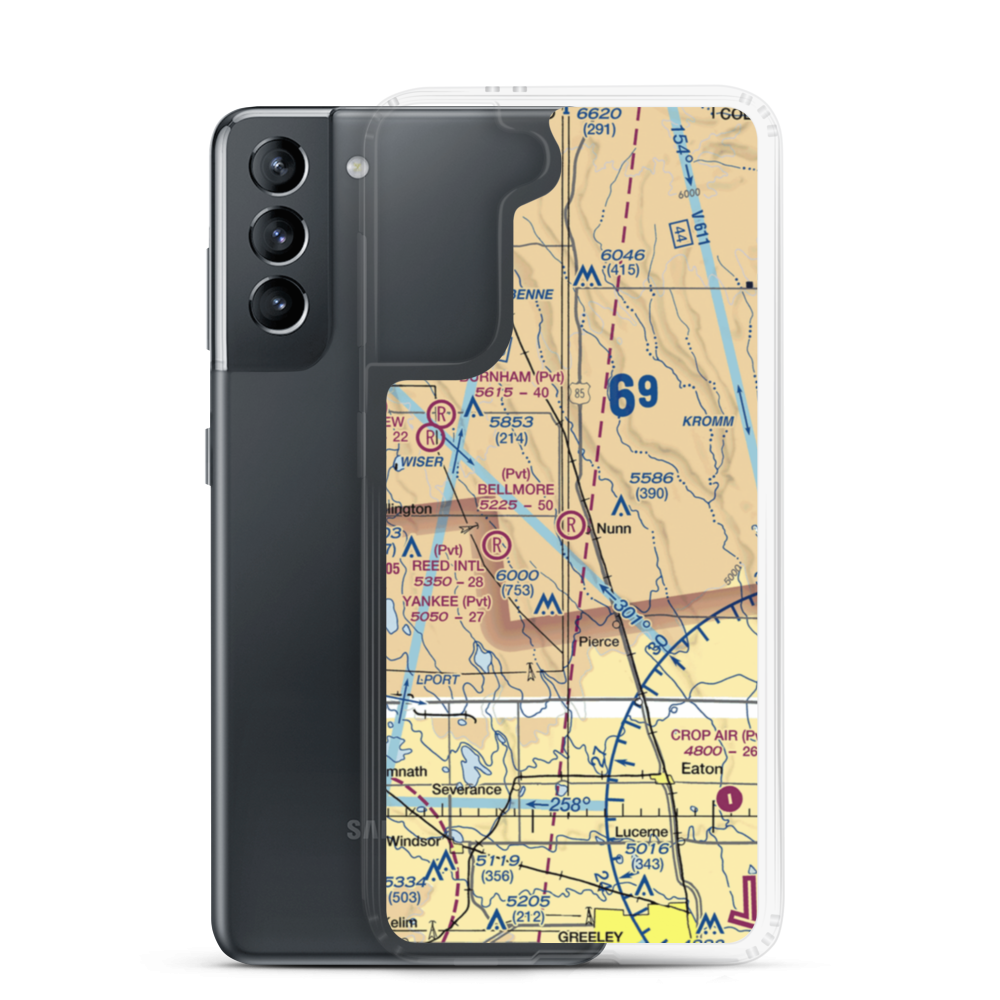 Bellmore Farms Airport (1CO3) VFR Sectional Samsung Case Samsung Galaxy S21 model shown