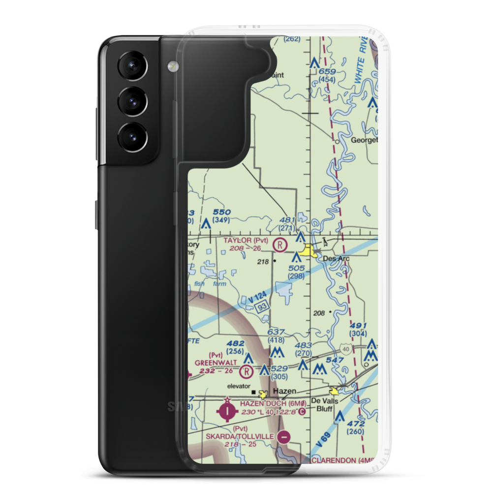 Bells Field (BELLS) VFR Sectional Samsung Case Samsung Galaxy S21 Plus model shown