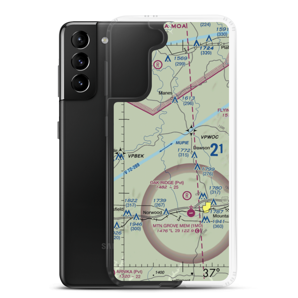 Belly Acres Ranch Airport (22MO) VFR Sectional Samsung Case Samsung Galaxy S21 Plus model shown