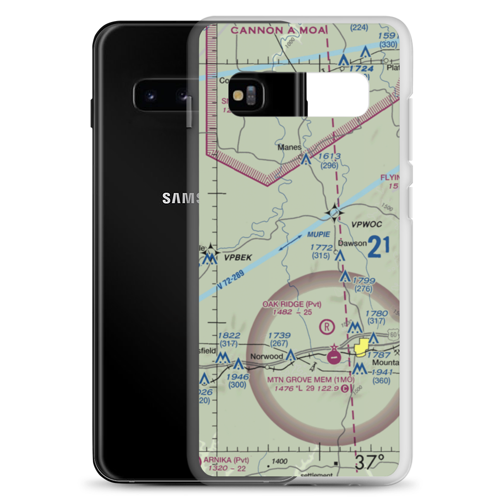 Belly Acres Ranch Airport (22MO) VFR Sectional Samsung Case Samsung Galaxy S10+ model shown