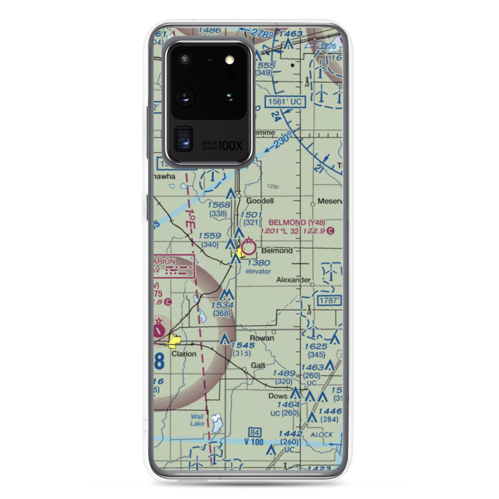Belmond Municipal Airport (Y48) VFR Sectional Samsung Case Samsung Galaxy S20 Ultra model shown
