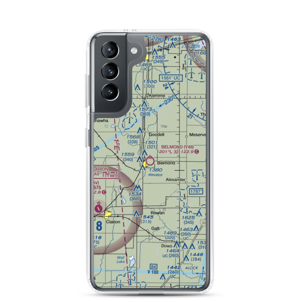 Belmond Municipal Airport (Y48) VFR Sectional Samsung Case Samsung Galaxy S21 model shown
