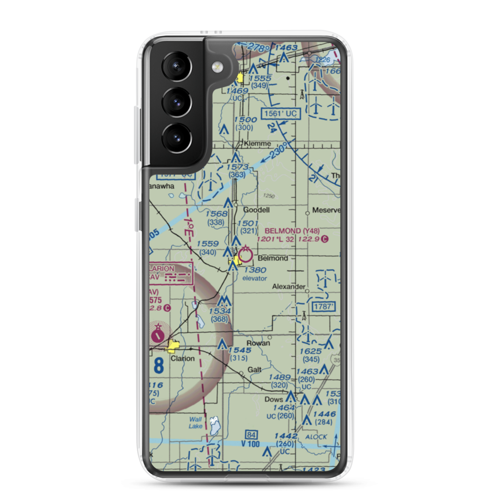 Belmond Municipal Airport (Y48) VFR Sectional Samsung Case Samsung Galaxy S21 Plus model shown