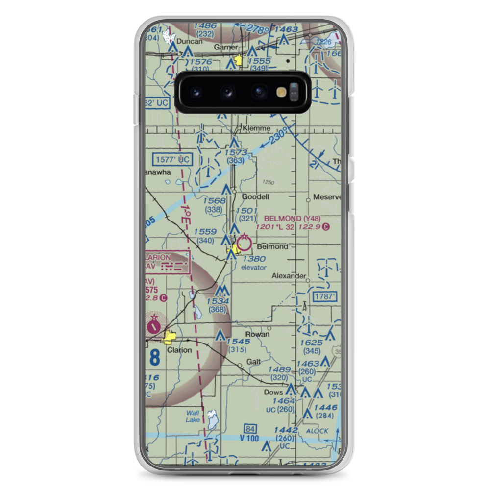 Belmond Municipal Airport (Y48) VFR Sectional Samsung Case Samsung Galaxy S10+ model shown