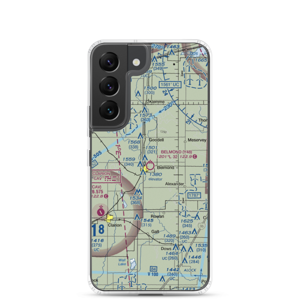 Belmond Municipal Airport (Y48) VFR Sectional Samsung Case Samsung Galaxy S22 model shown