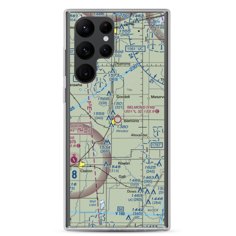 Belmond Municipal Airport (Y48) VFR Sectional Samsung Case Samsung Galaxy S22 Ultra model shown