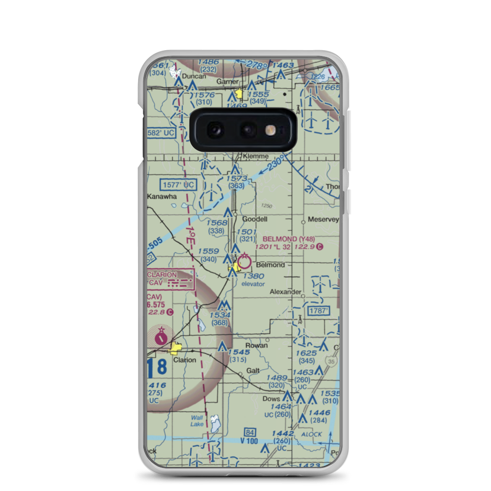 Belmond Municipal Airport (Y48) VFR Sectional Samsung Case Samsung Galaxy S10e model shown