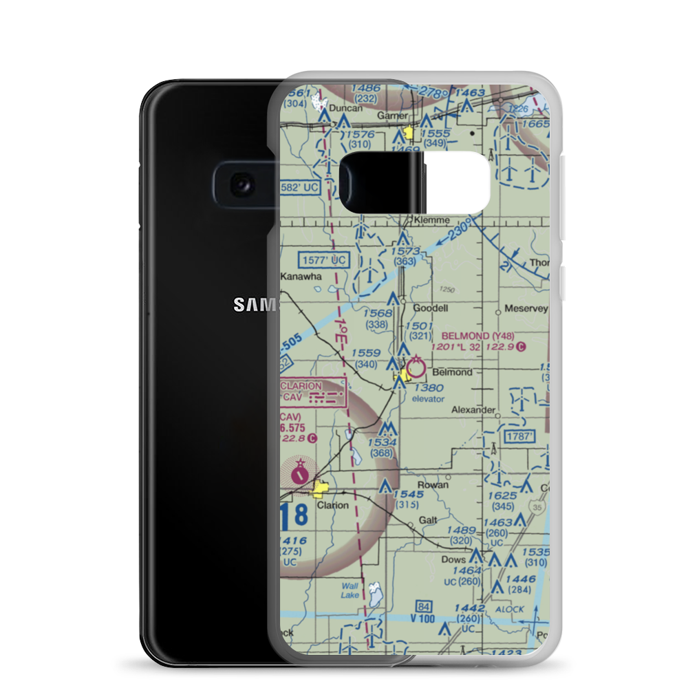 Belmond Municipal Airport (Y48) VFR Sectional Samsung Case Samsung Galaxy S10e model shown