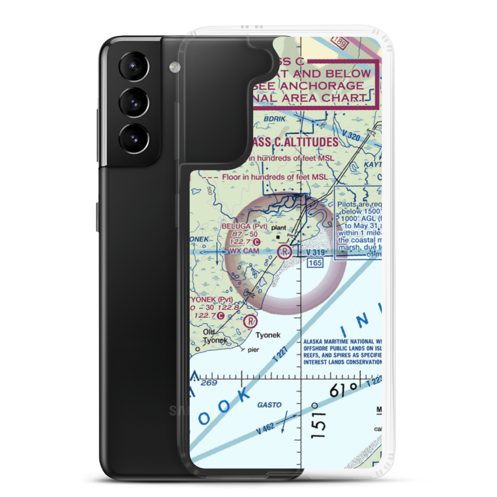 Beluga Airport (BLG) VFR Sectional Samsung Case Samsung Galaxy S21 Plus model shown