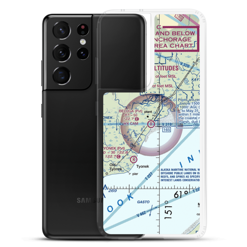Beluga Airport (BLG) VFR Sectional Samsung Case Samsung Galaxy S21 Ultra model shown