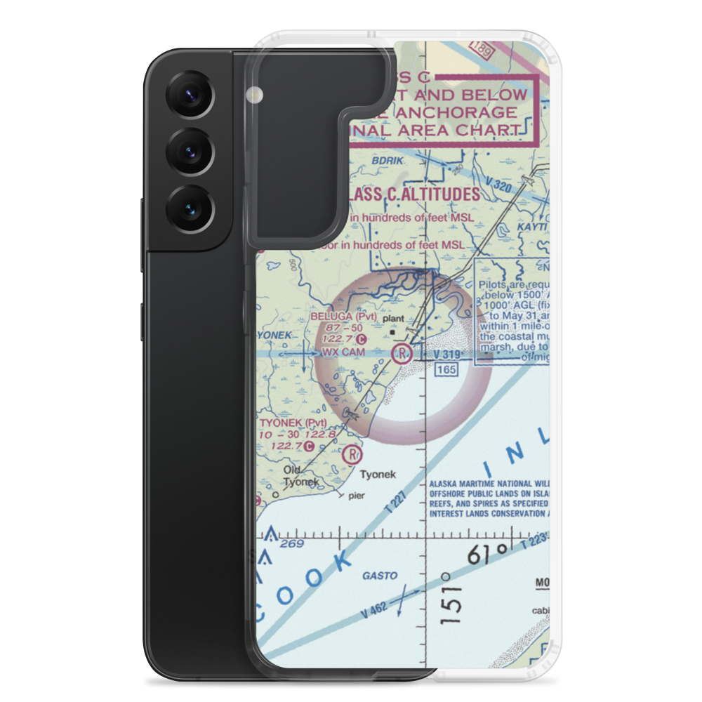 Beluga Airport (BLG) VFR Sectional Samsung Case Samsung Galaxy S22 Plus model shown