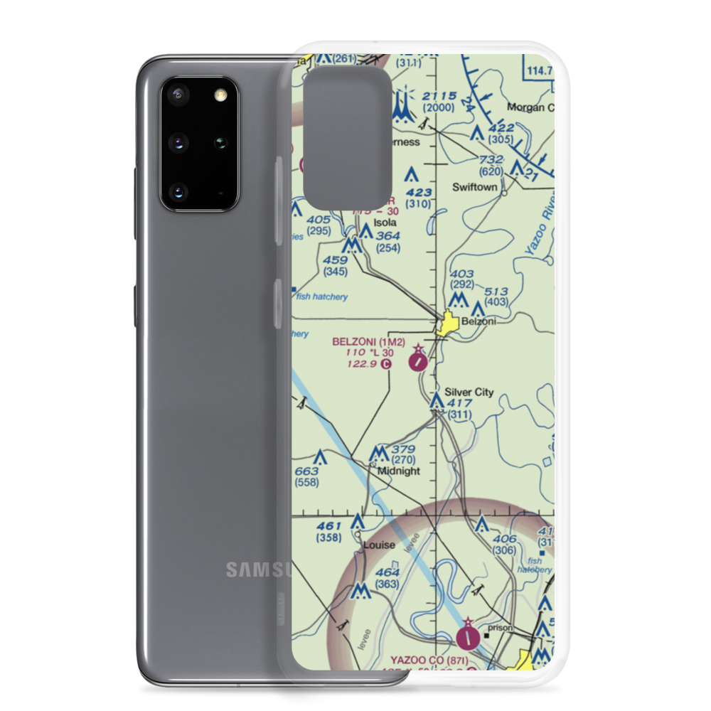 Belzoni Municipal Airport (1M2) VFR Sectional Samsung Case Samsung Galaxy S20 Plus model shown