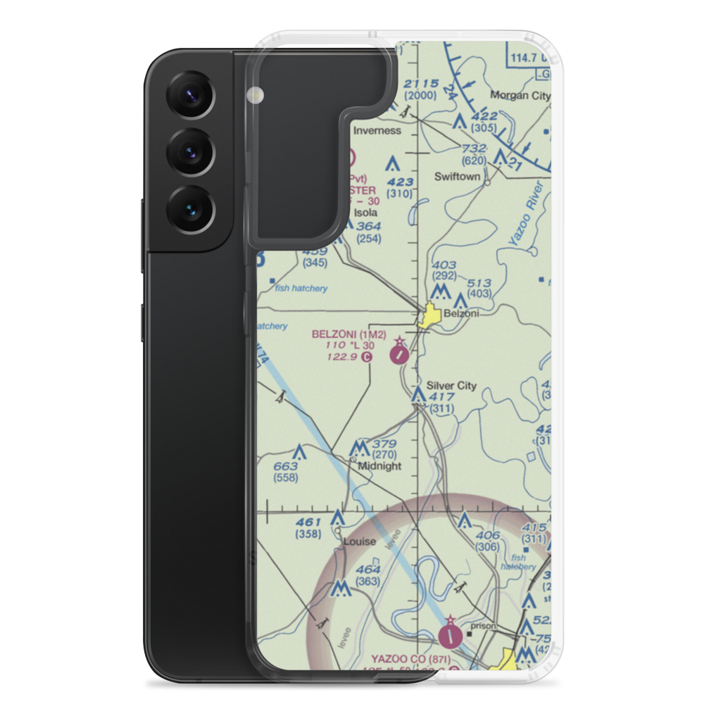 Belzoni Municipal Airport (1M2) VFR Sectional Samsung Case Samsung Galaxy S22 Plus model shown