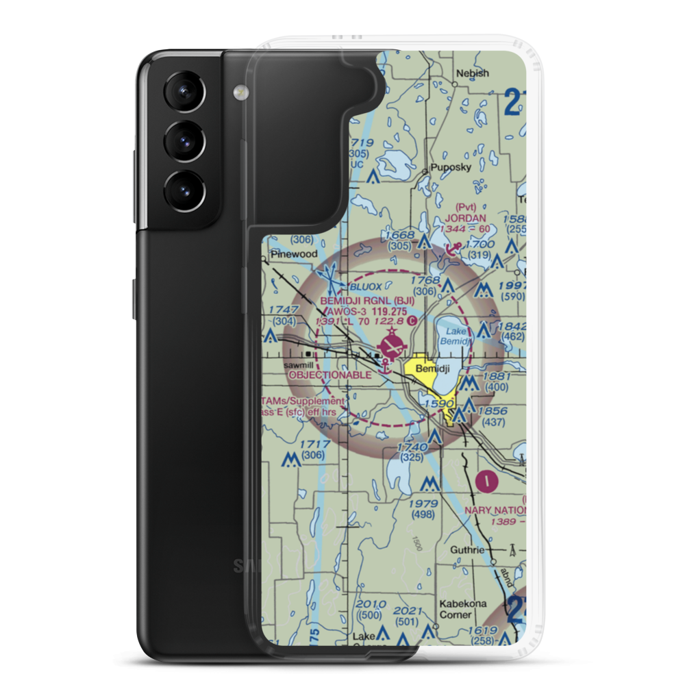 Bemidji Regional Airport (BJI) VFR Sectional Samsung Case Samsung Galaxy S21 Plus model shown
