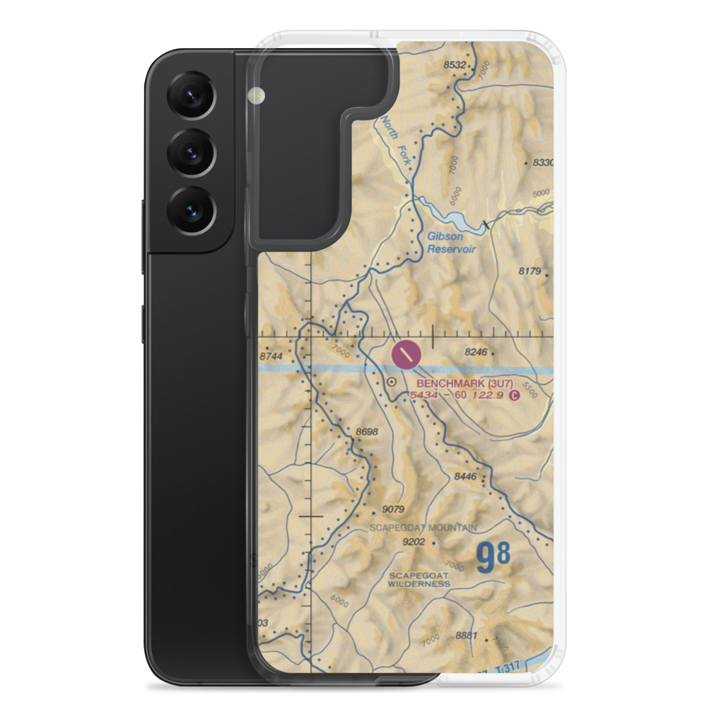 Benchmark Airport (3U7) VFR Sectional Samsung Case Samsung Galaxy S22 Plus model shown
