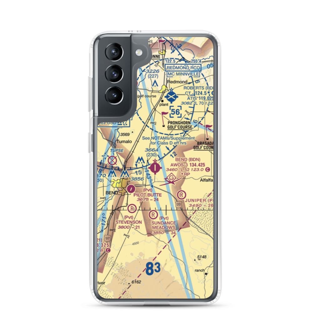Bend Municipal Airport (BDN) VFR Sectional Samsung Case Samsung Galaxy S21 model shown