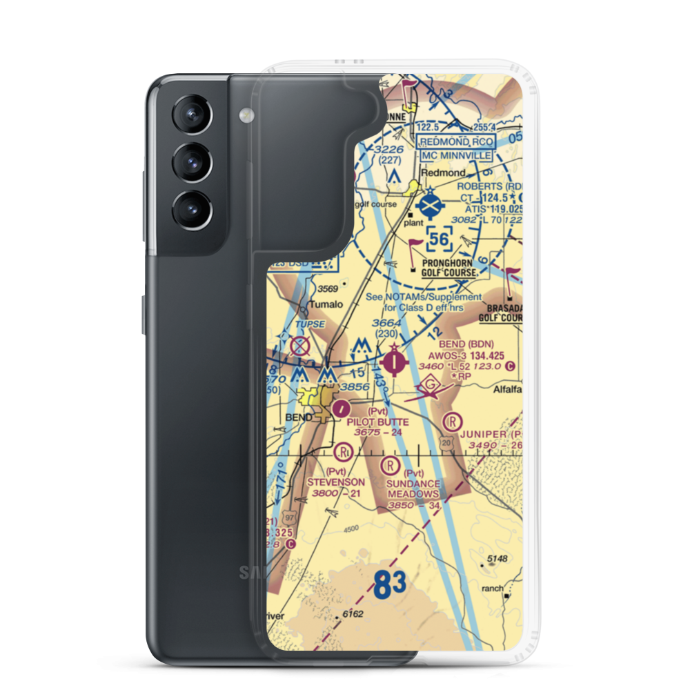Bend Municipal Airport (BDN) VFR Sectional Samsung Case Samsung Galaxy S21 model shown