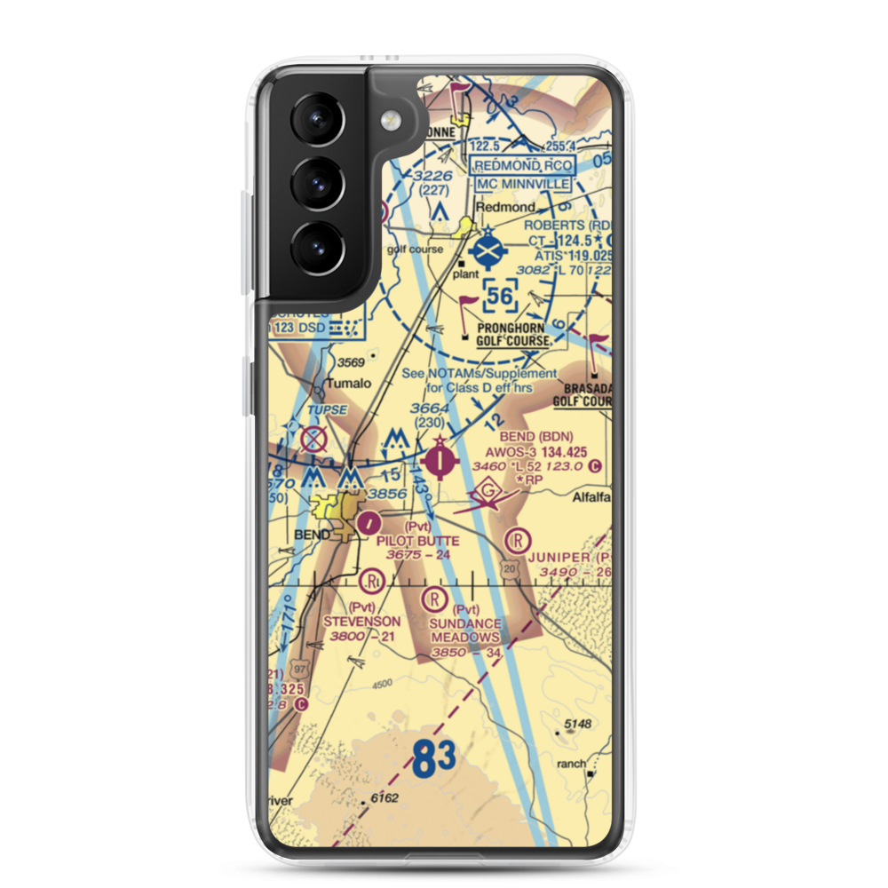 Bend Municipal Airport (BDN) VFR Sectional Samsung Case Samsung Galaxy S21 Plus model shown