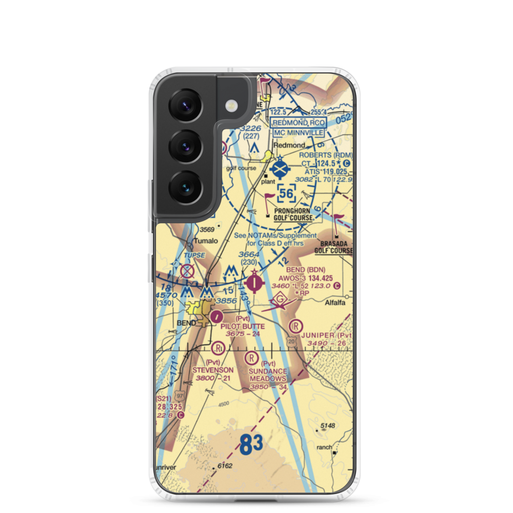Bend Municipal Airport (BDN) VFR Sectional Samsung Case Samsung Galaxy S22 model shown