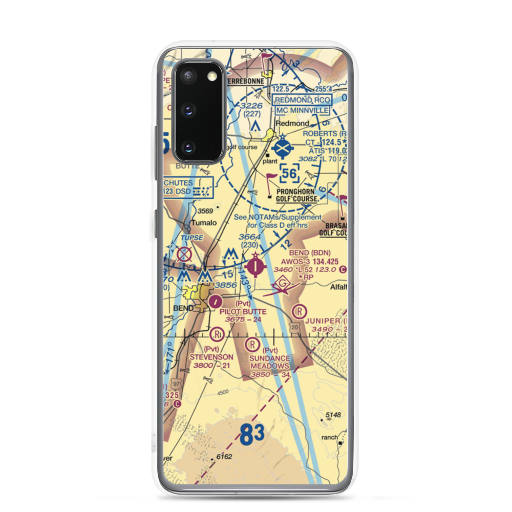 Bend Municipal Airport (BDN) VFR Sectional Samsung Case Samsung Galaxy S20 model shown
