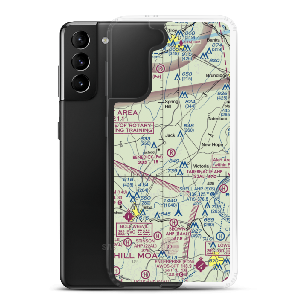 Benedick Airport (AL37) VFR Sectional Samsung Case Samsung Galaxy S21 Plus model shown
